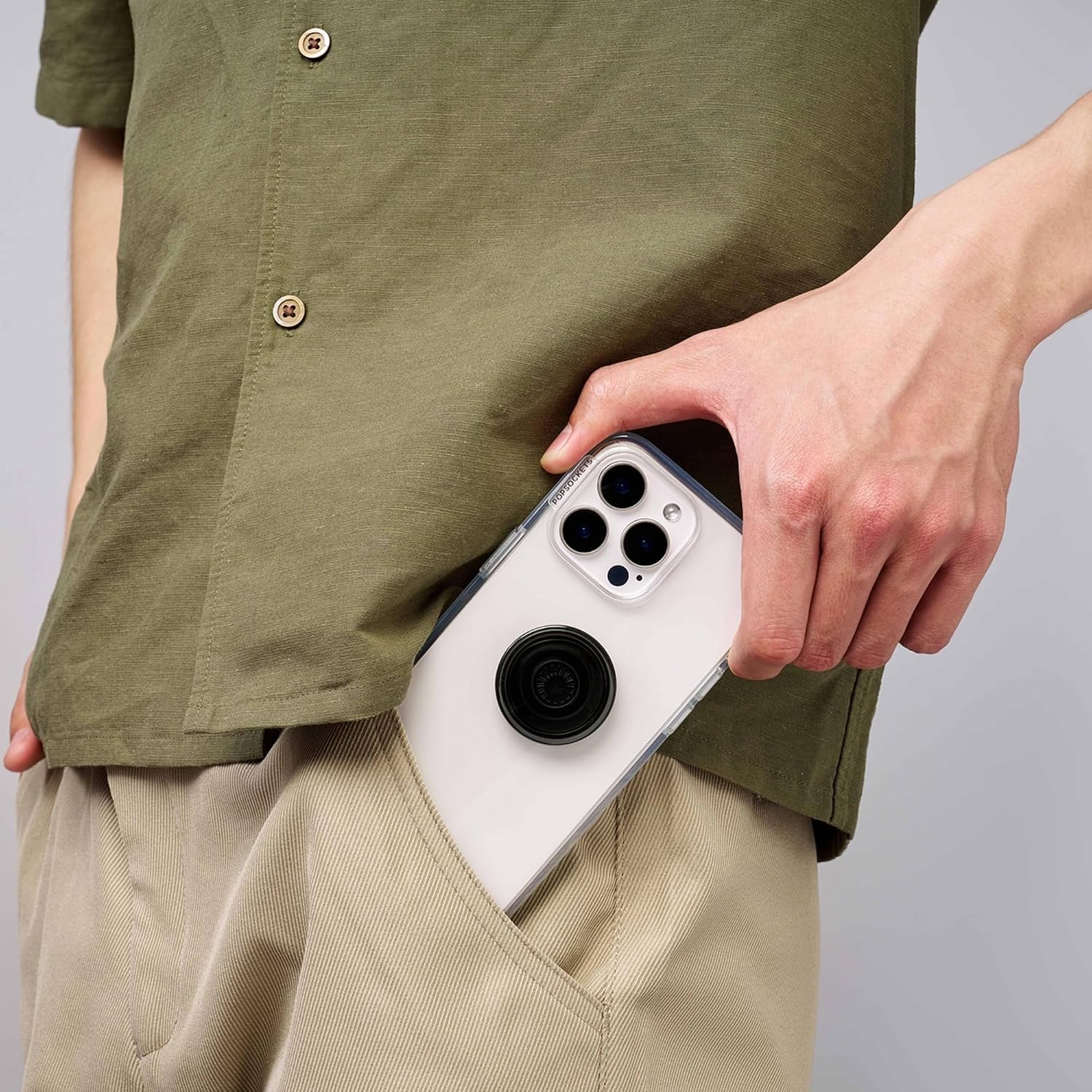 PopSockets Adhesive Phone Grip, Holder- Black Smoke