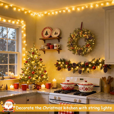 JMEXSUSS 100 LED String Lights Indoor Bedroom Warm White Christmas Lights