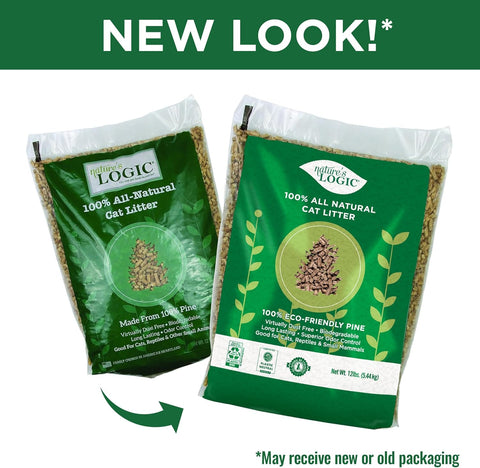 NATURE'S LOGIC Pine Pellet Cat Litter - 100% Natural - Unscented, 12 lb
