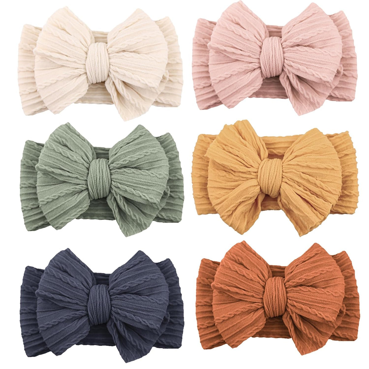 Niceye 6 Pack Baby Girl Headbands with Bows, Soft Stretchy Nylon Bands