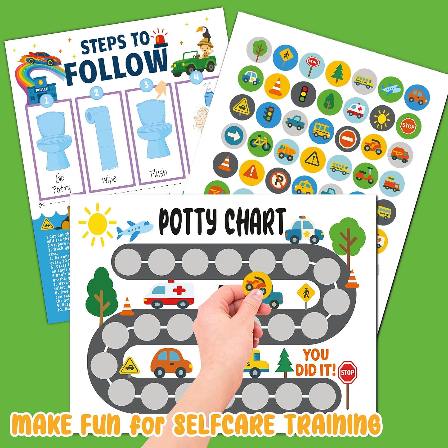 Potty Training Chart for Toddler Potty Training Sticker Chart 5 Fun Styles 17 PCS Potty Chart for Boys with Stickers Stickers for Kids Potty Training Reward