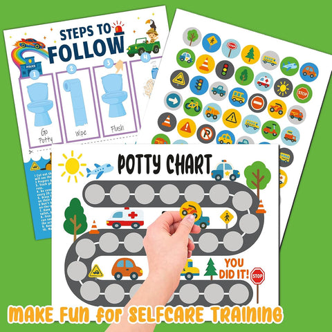 Potty Training Chart for Toddler Potty Training Sticker Chart 5 Fun Styles 17 PCS Potty Chart for Boys with Stickers Stickers for Kids Potty Training Reward