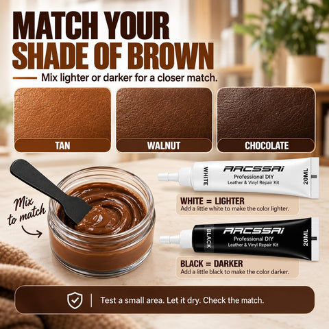Brown Leather Repair Kit for Furniture & Couches, Car Seat Vinyl Repair Kit