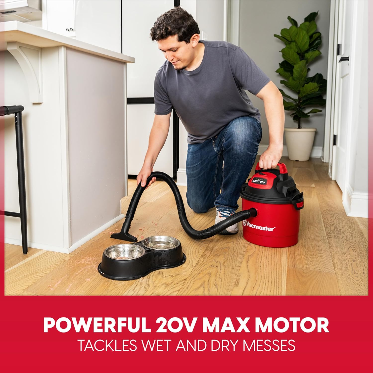 Vacmaster DVOM202P 1101 2.5-Gal 20V Cordless Portable Wet/Dry Vac Red
