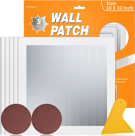 Wall Patch Drywall Repair Kit, 10 x 10 Inch, Self-Adhesive Mesh Patch, Permanently Repairs Damaged Large Walls Hole and Ceilings