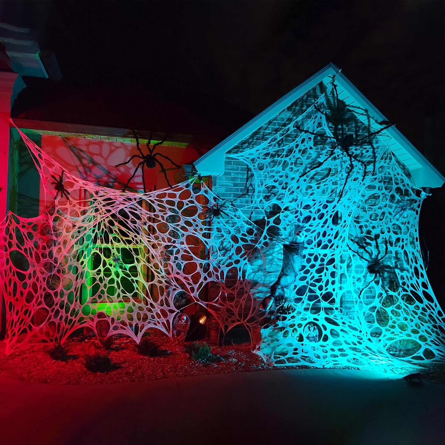 CESOF Giant Spider Web Halloween Decorations Outdoor Spiderwebs Pre-Cut