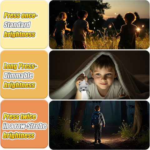 Teprewes Polar Bear Outdoor Kid's Flashlight Rechargeable, Led Flashlight, Fun and Lightweight Flashlight Suitable for Camping and Outdoor Exploration,Christmas Birthday Gift