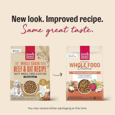The Honest Kitchen Grain Free Beef & Superfoods Whole Food Clusters, Human Grade Dry Dog Food, Vet-Crafted Nutritional Support for Skin, Coat, Digestion & Overall Wellness, 5 lb Bag