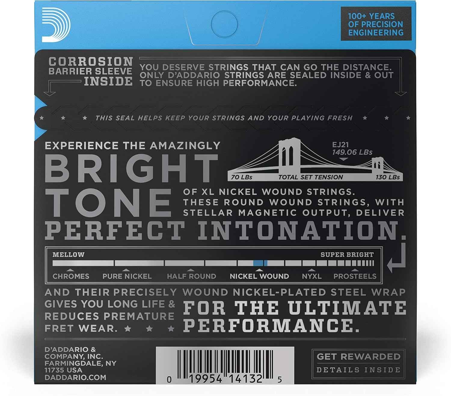 D'Addario XL Nickel EJ21 Electric Guitar Strings, Jazz Light 12-52