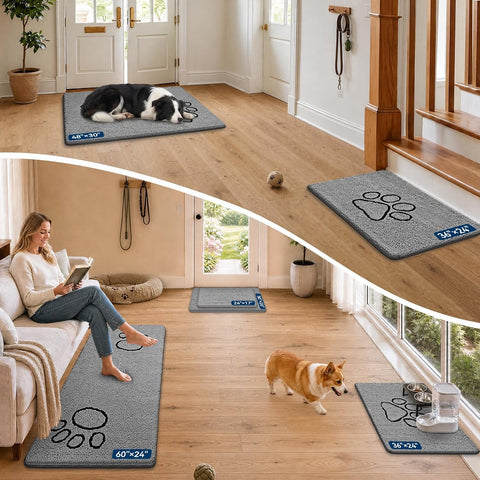 Bcoimo Super Absorbent Dog Door Mat, 36"*24" Anti Slip Mat for Muddy Paws