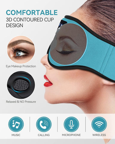 MUSICOZY 3D Sleep Headphones Bluetooth 5.4 Sleep Mask with HD Speakers
