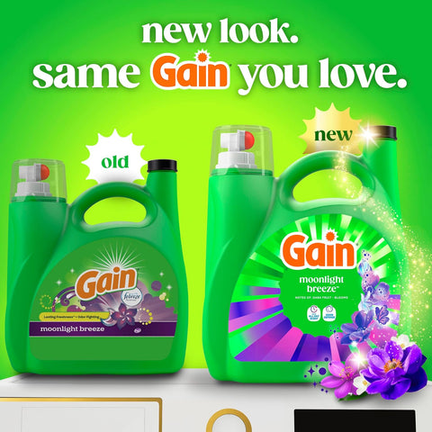 Gain Liquid Laundry Detergent with Odor Defense, Moonlight Breeze Scent, Laundry Soap For HE Washing Machines, 177 fl oz, 134 Loads (Packaging May Vary)
