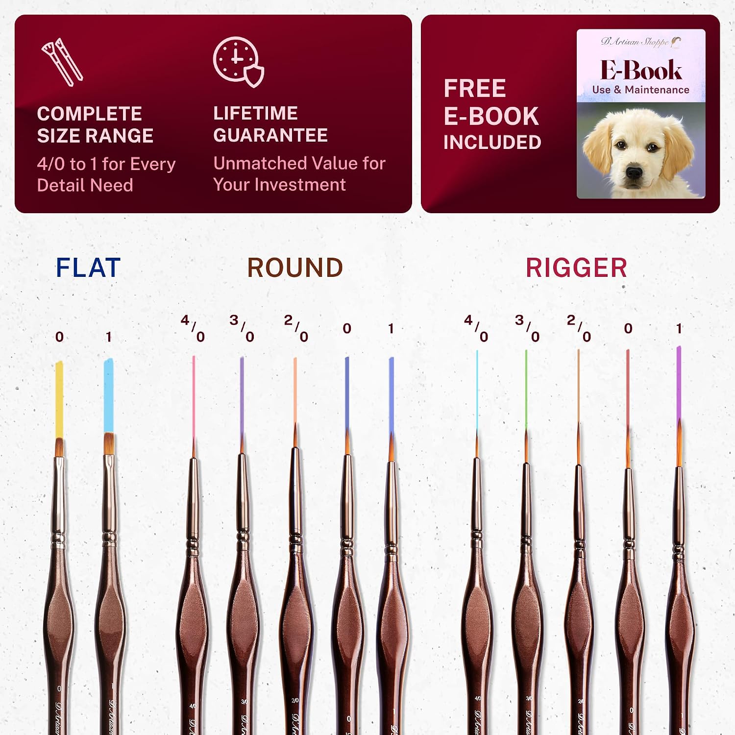 D'Artisan Shoppe Miniature Paint Brushes, Fine Detail Brushes for Models