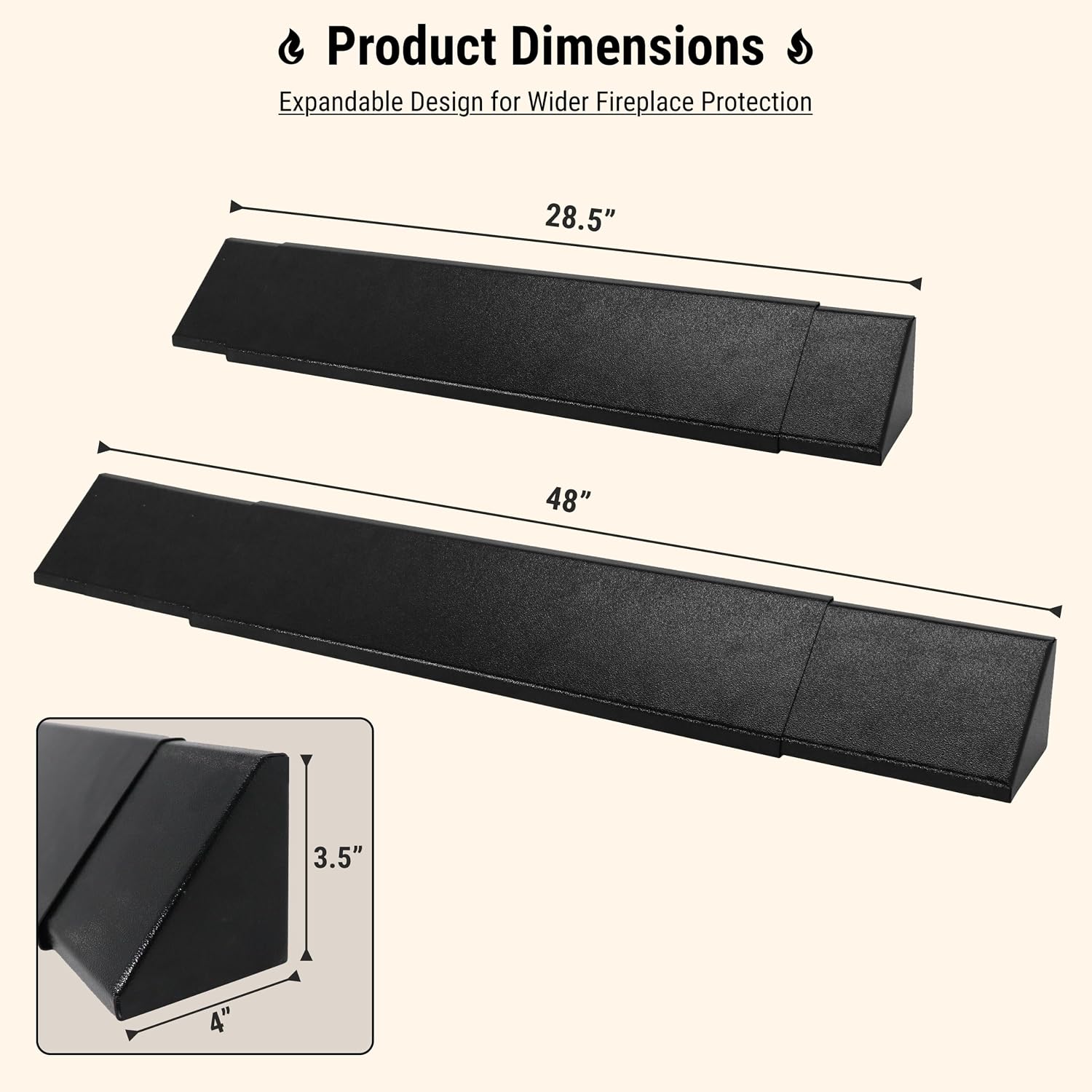 FEBTECH - 28.5" to 48" Adjustable Fireplace Hood Heat Deflector | 4" W