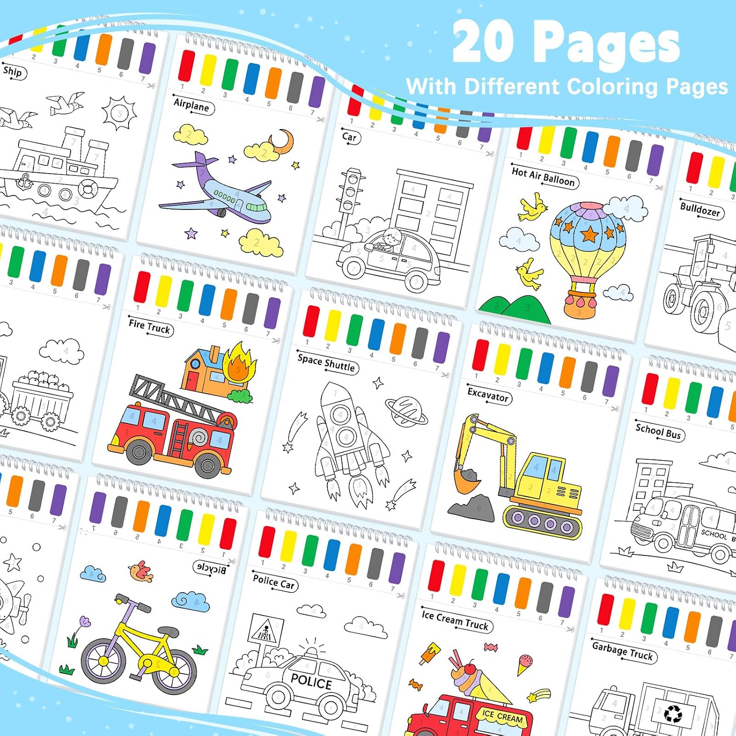 SOCOLER Paint with Water Coloring Books for Kids & Toddlers Boy-Traffic