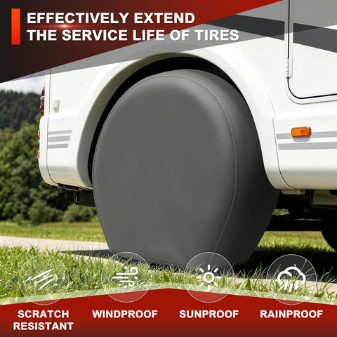 Explore Land Tire Covers 4 Pack Fit Tire Diameters 26-28.75 inch, Charcoal
