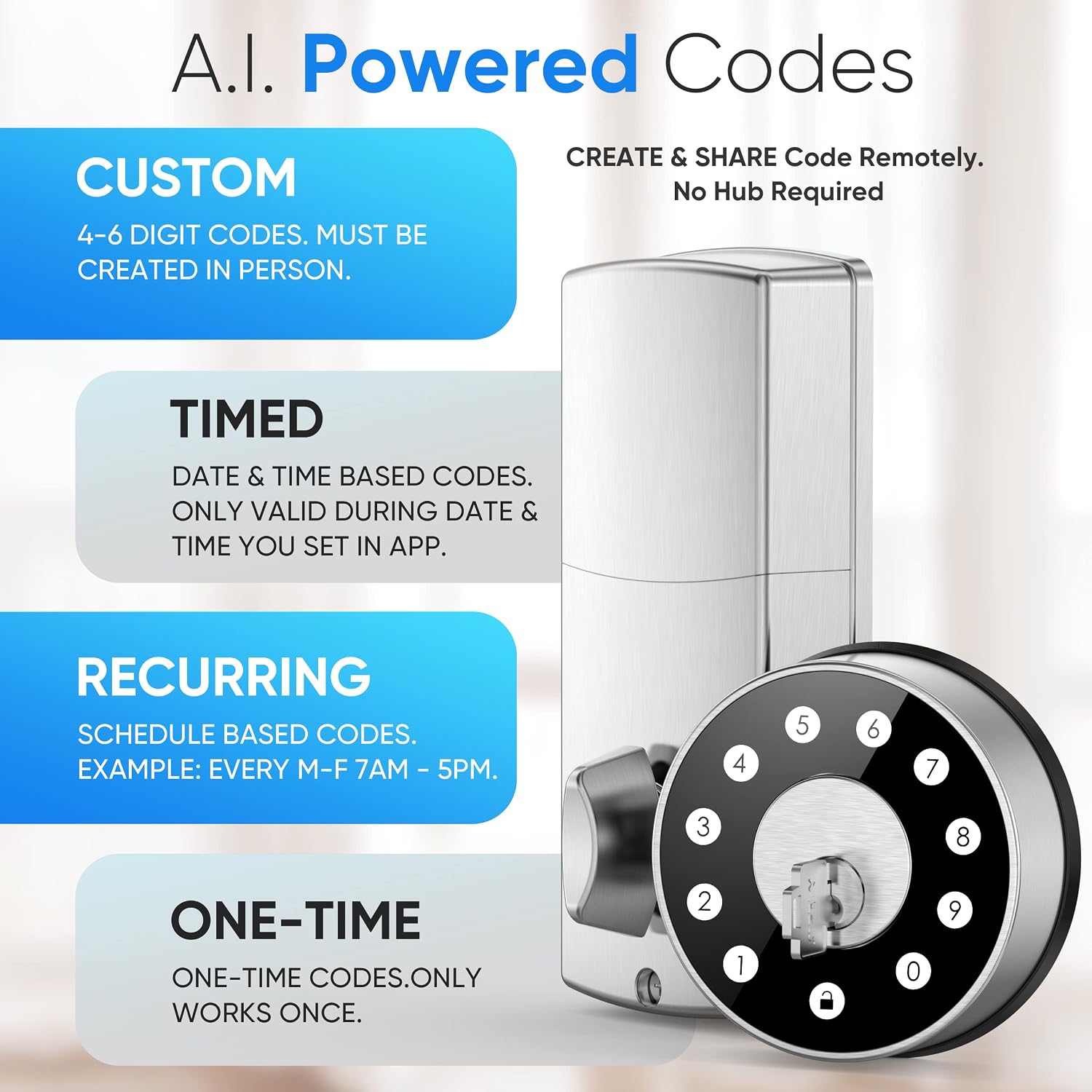 Keyless Deadbolt Smart Door Lock: Sifely Digital Keyless Entry Door Lock for Front Door, Code & Fob Access, App Control, Auto Lock, Easy to Install (Silver)