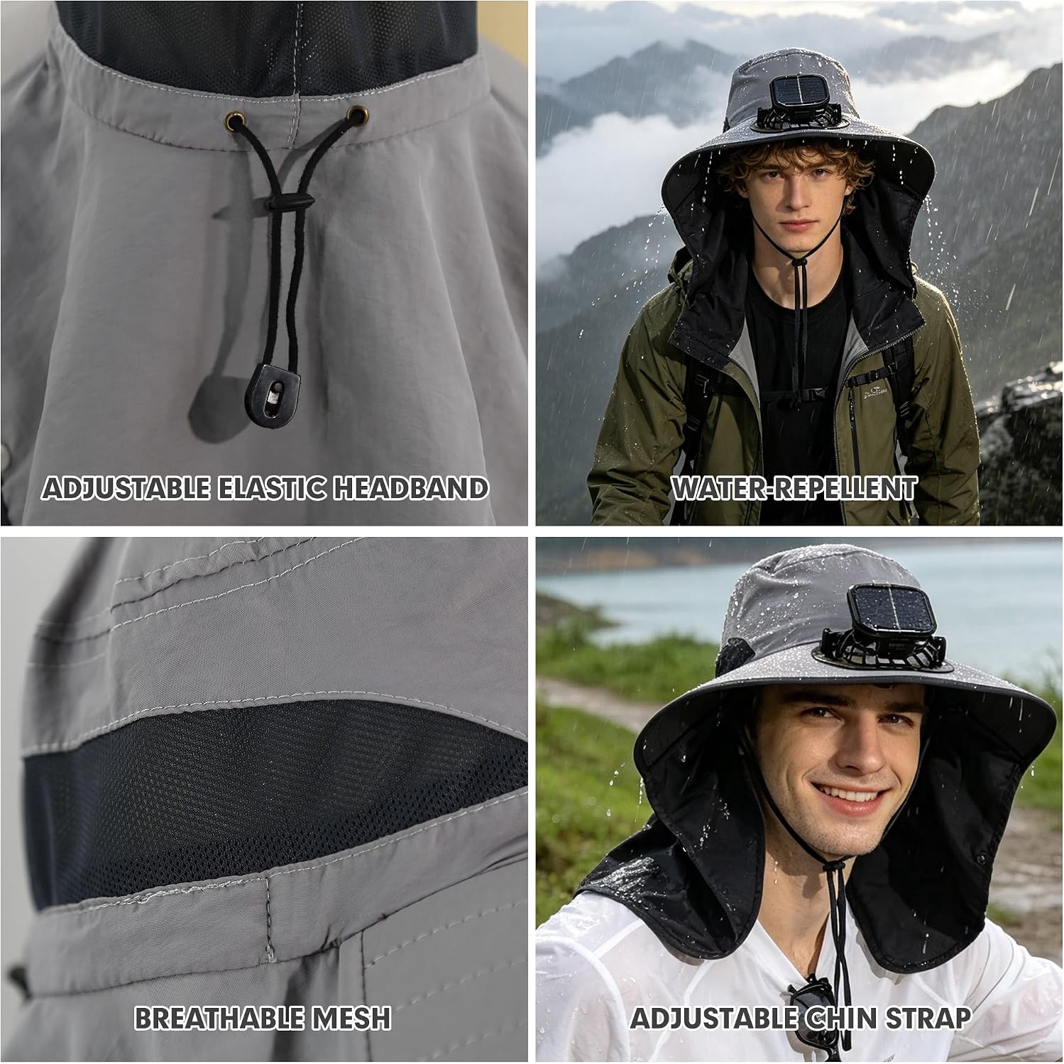 Outdoor Sun Hat Detachable Neck Face Flap UPF 50+UV Protection Visor Fishing Hats with Neck Flap for Men & Women