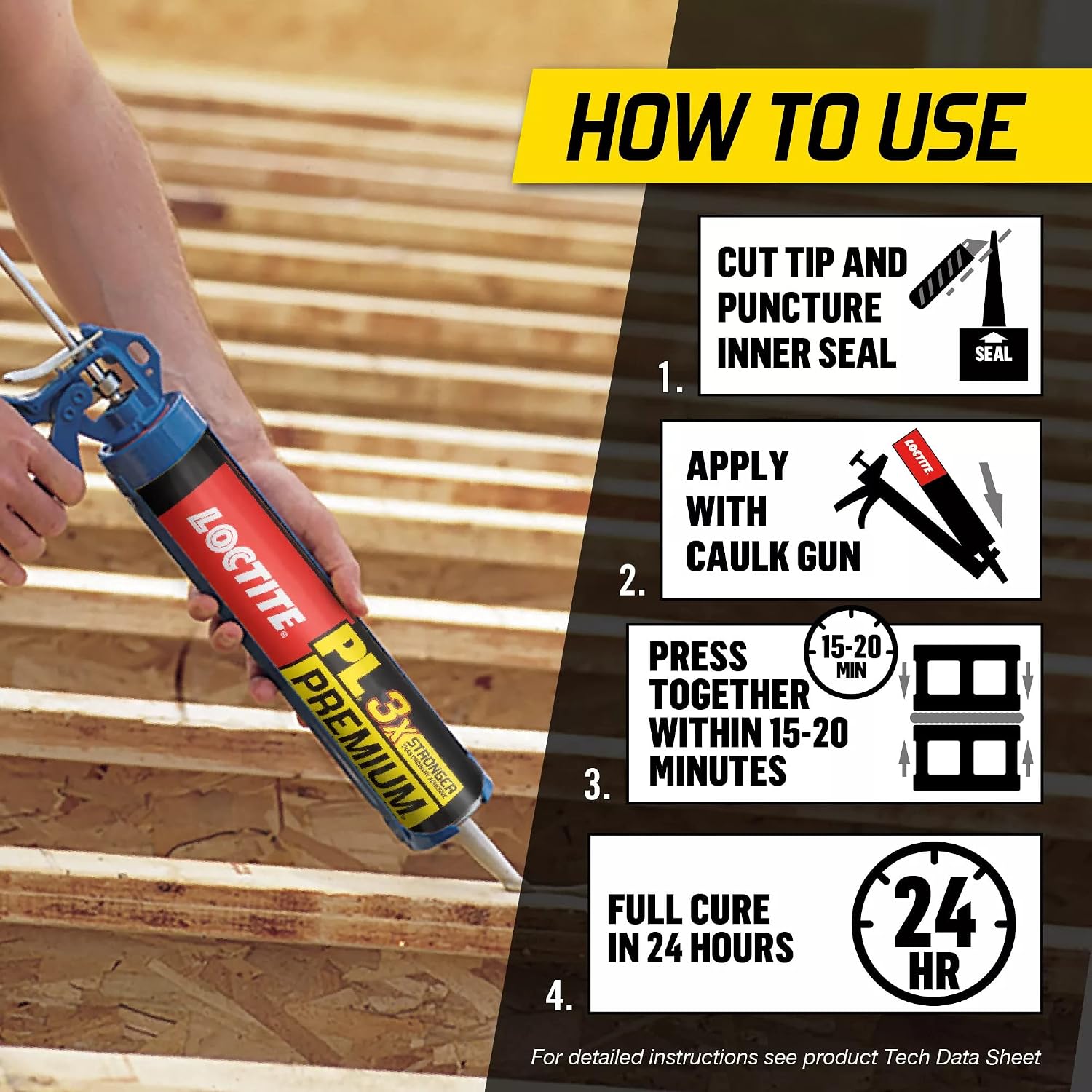 Loctite PL Premium Polyurethane Construction Adhesive, 10 fl oz Cartridge, 1 Pack - Versatile Construction Glue for Wood, Concrete, Stone, Metal & More