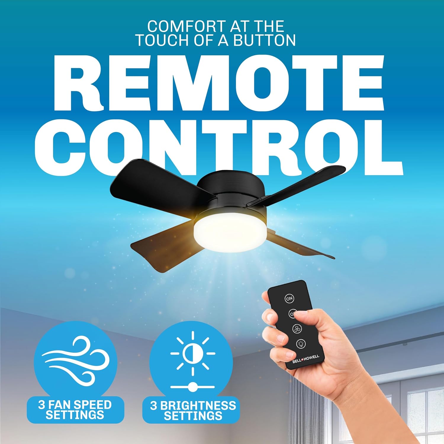 Bell+Howell Socket Breeze 15.4" Socket Fan Light with Remote
