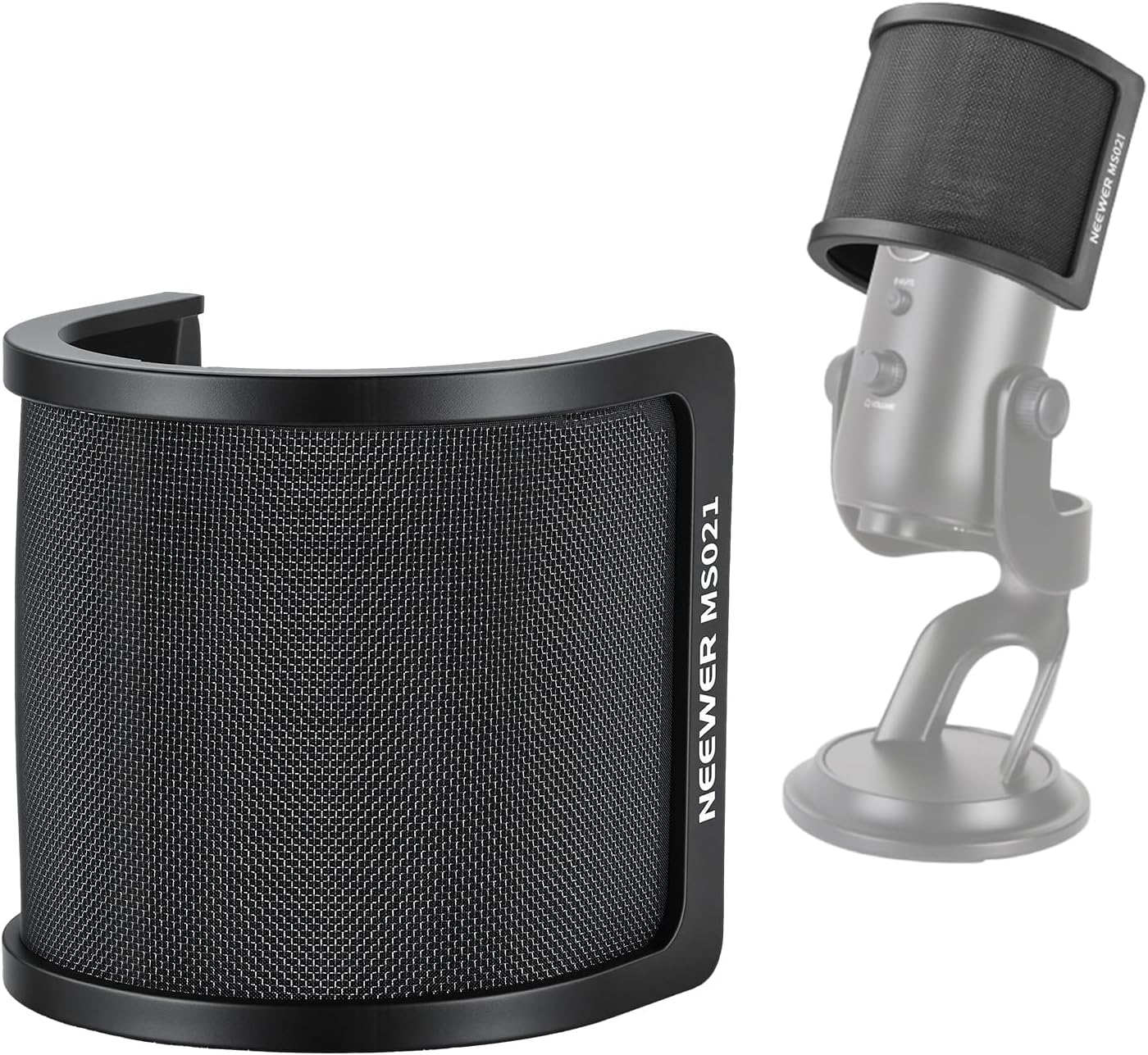 Neewer Professional Microphone Pop Filter Shield Compatible with Blue Yeti and Any Other Microphone, Dual Layered Wind Pop Screen With A Flexible 360 Degree Gooseneck Clip Stabilizing Arm