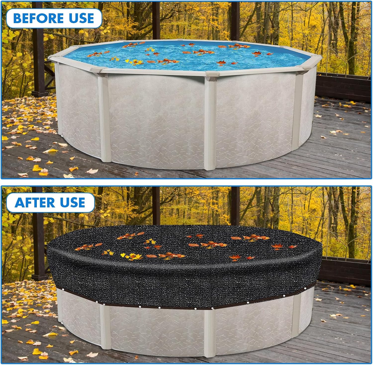 Pool Leaf Net Cover 24 ft Round, Fine Mesh Leaf Net for Above Ground Pool, Winter Pool Cover 24 ft Round Above Ground, with Winch & Cable, Cover Size: 27-Feet Dia (Includes 3-feet Overlap)