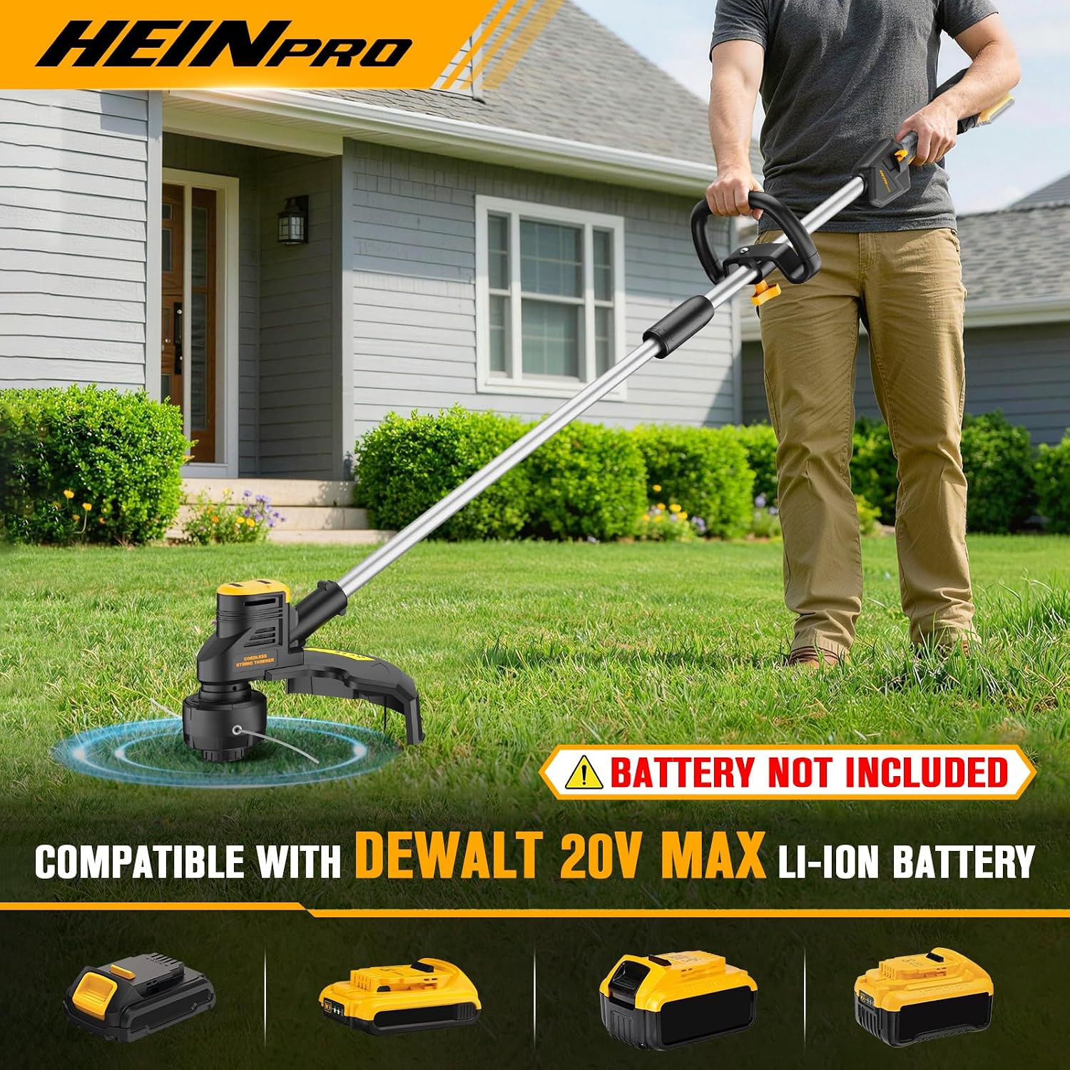 HEINPRO Cordless Weed Wacker Compatible with DeWalt 20V MAX Battery