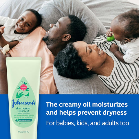 Johnson's Baby Skin Nourish Creamy Oil, Aloe Scent & Vitamin E, 8 fl. oz