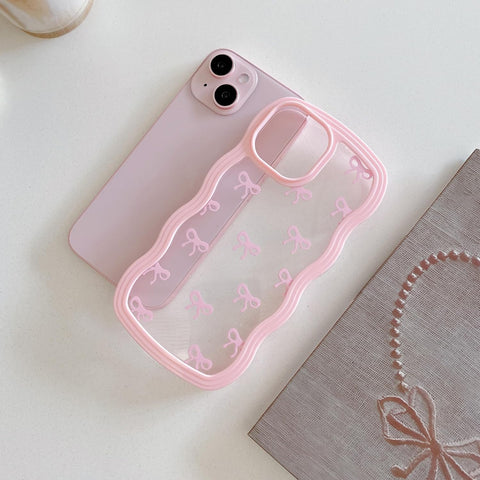 QLTYPRI Bow Case for iPhone 16 Plus Wavy Fame, Pink