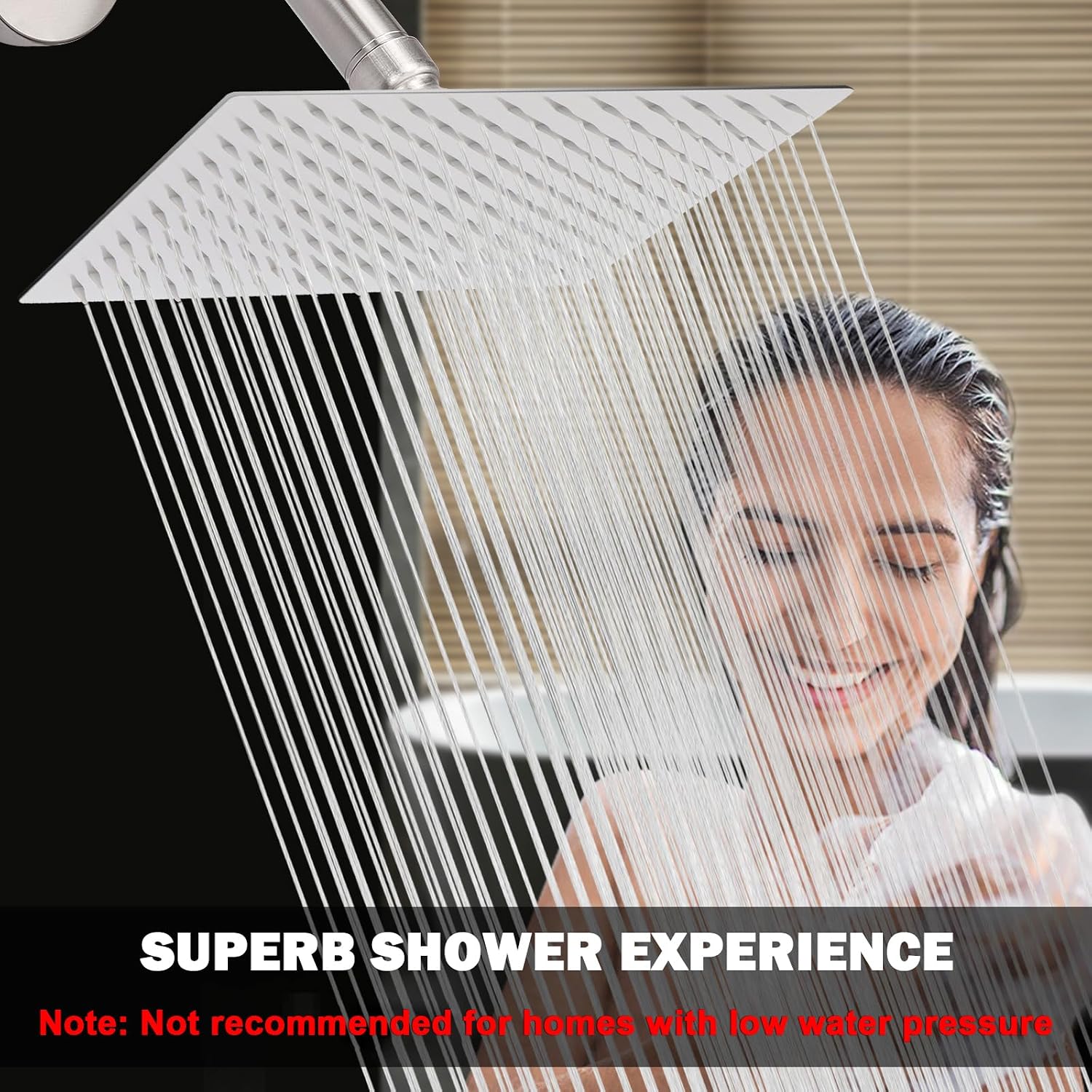 NearMoon Rain Shower Head, High Flow Stainless Steel Rainfall Shower, High Pressure Design, Awesome Shower Experience Even At Low Water Flow (12 Inch Rectangle, Brushed Nickel)