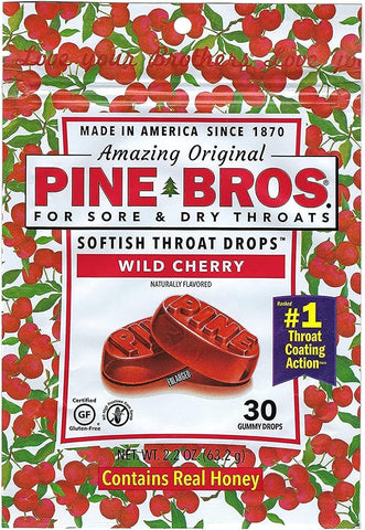 Pine Bros. Softish Throat Drops Value Pack, Wild Cherry 30 ea(pack of 2) by Pine Bros.