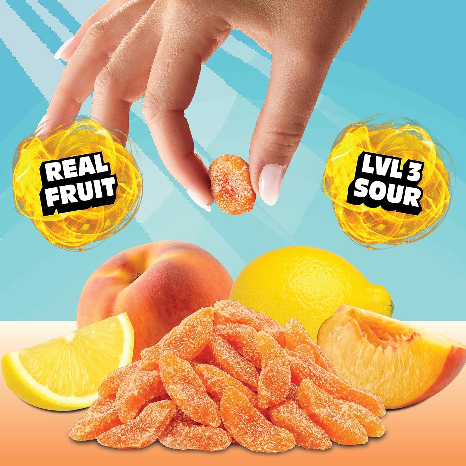 Final Boss Sour Fruit Candy, Lemon Iced Tea Peaches, Level 3 (4 Pack)