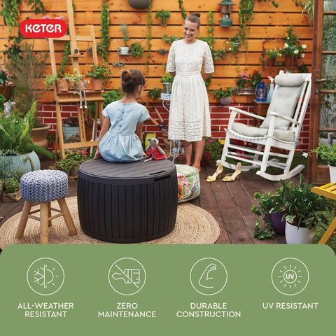 Keter Circa Outdoor Storage Deck Box, 37 Gallon, Brown
