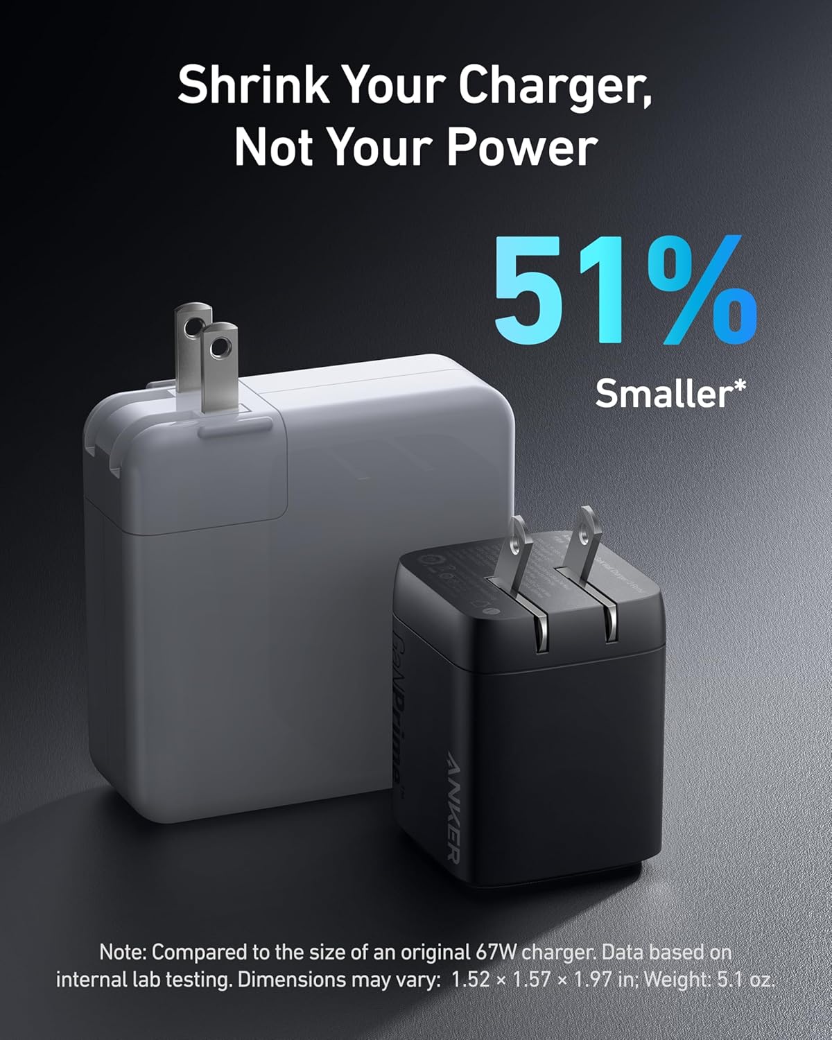 Anker USB Charger Block,67W GaN Wall Charger,3-Port Compact Fast Charging Phone Charger,For MacBook Pro/Air, Pixelbook, iPad Pro, iPhone 17/16/Pro, Galaxy S23/S22, Note20, Pixel, Apple Watch, and More