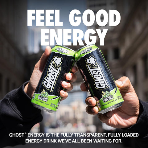 GHOST Energy Drink, Zero Sugars, 12-Pack, Electric Limeade, 16oz