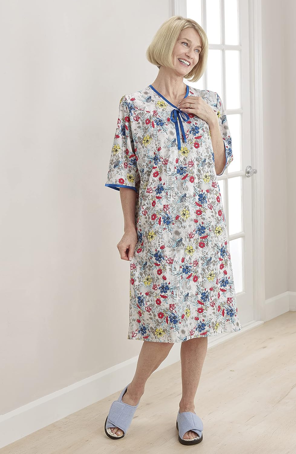 Silverts Women's Adaptive Open Back Gown, Assisted Dressing Nightgown
