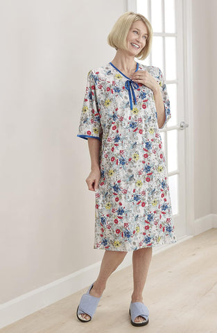 Silverts Women's Adaptive Open Back Gown, Assisted Dressing Nightgown