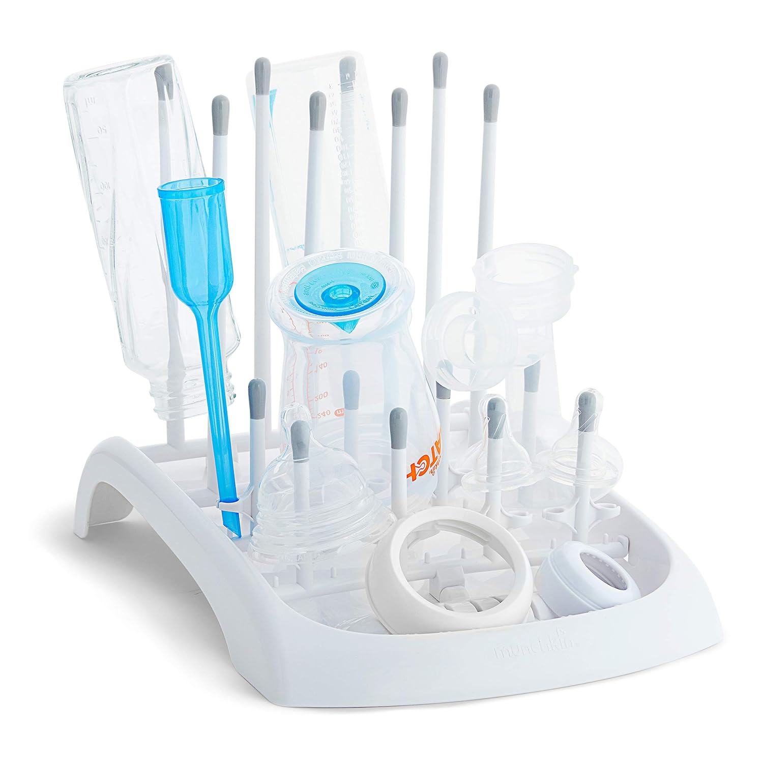 Munchkin Fold Baby Bottle Drying Rack - Compact Design Folds Flat for Easy Storage, White/Grey