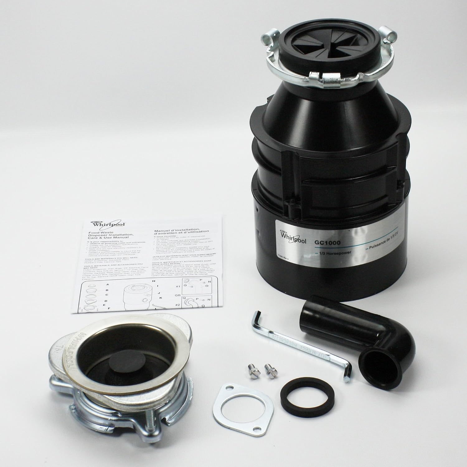 Whirlpool GC1000XE 1/3 hp in Sink Disposer, Black
