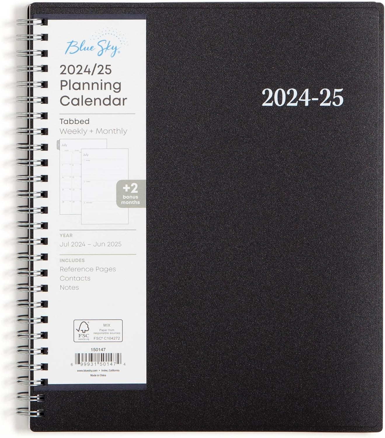 Blue Sky 2024-2025 Academic Year Weekly and Monthly Planner, 7" x 9", Flexible Cover, Wirebound, Enterprise (150147)