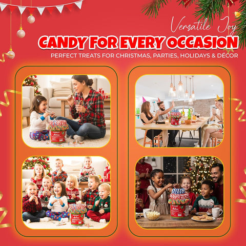 Christmas Candy Canes Assorted Flavors, Tutti Frutti, Blue & White Peppermint Sticks, Red Cherry Mix, Large Candy Canes Individually Wrapped Bulk Christmas Candy for Décor, Parties & Gifts – 100 Count