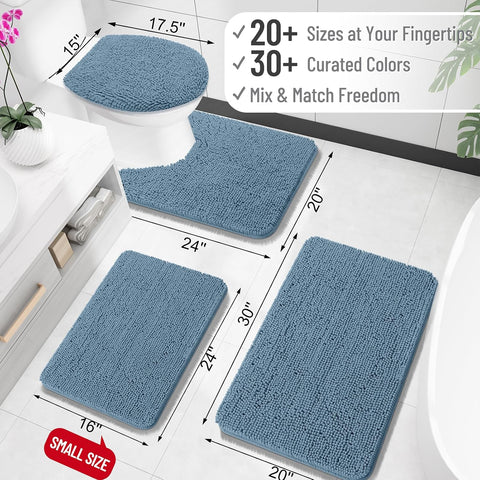 OLANLY Small Bathroom Rugs 24x16, Extra Soft Absorbent Chenille Bath Rugs