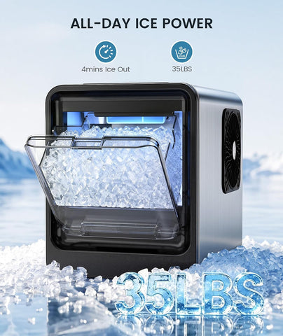 Electactic Nugget Ice Maker Countertop, Ready in 4 Mins, 35Lbs/24H