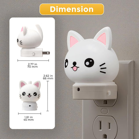 L LOHAS LED Plug in Night Light for Kids, 3D Cute Cat Night Lights