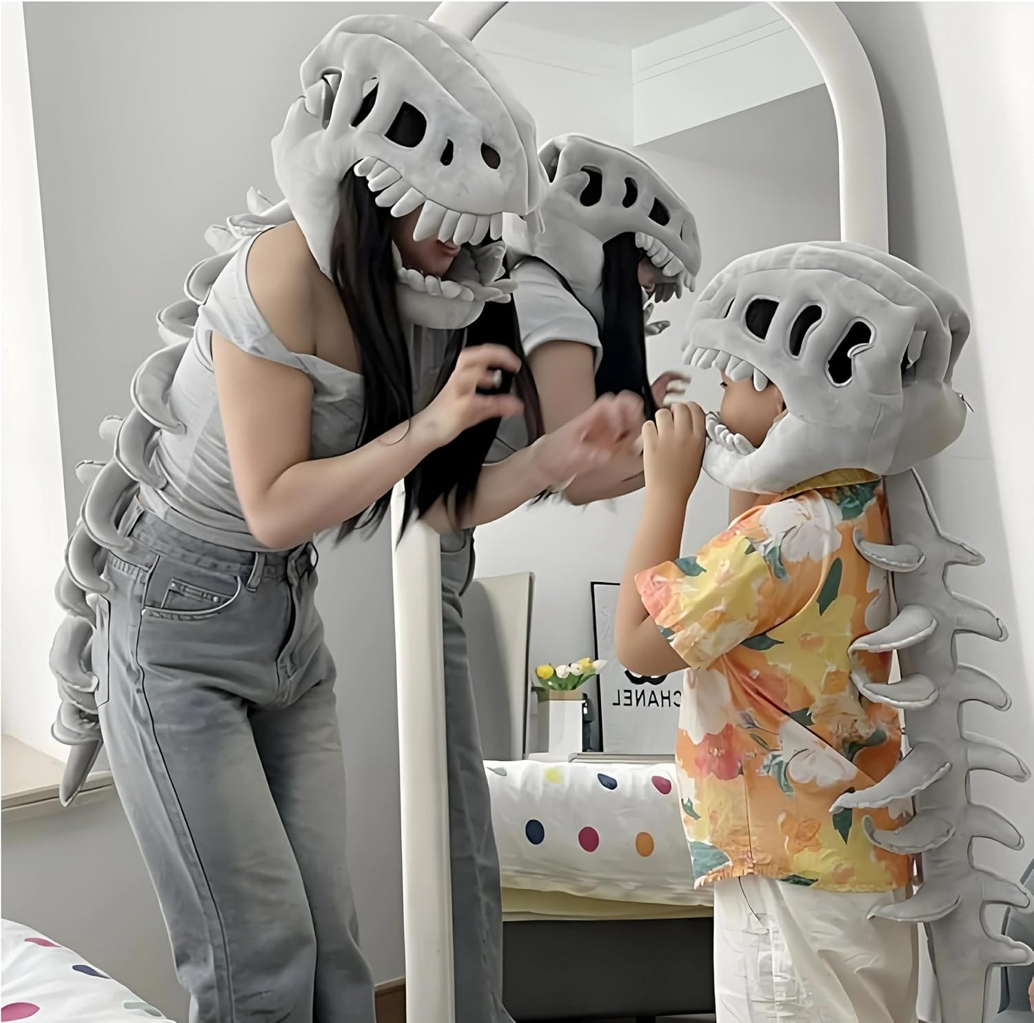 Dinosaur Costume-3D Skeleton Design,Realistic Halloween Dinosaur Skeleton Costume,Themed Skull Cosplay Props
