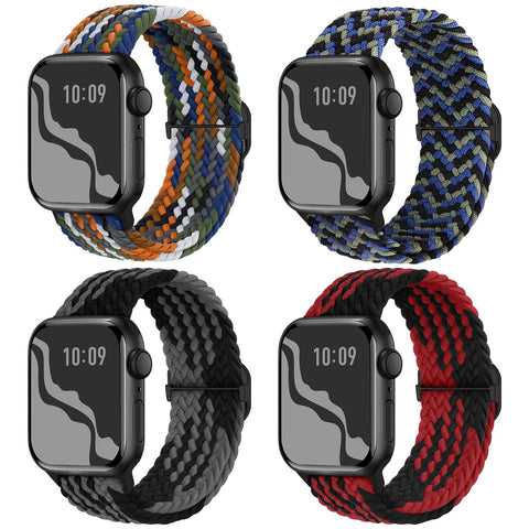 Braided Stretchy Solo Loop Compatible for Apple Watch Band 38mm 40mm 41mm 42mm 44mm 45mm 46mm 49mm for Women Men, Nylon Elastic Straps Wristbands for iWatch Series 10 9 8 7 6 SE 5 4 3 2 Ultra Ultra 2