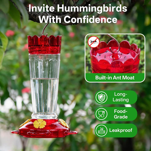 Hummingbird Feeders for Outdoors 2 Pack 14Oz Plastic Ant&Bee Proof