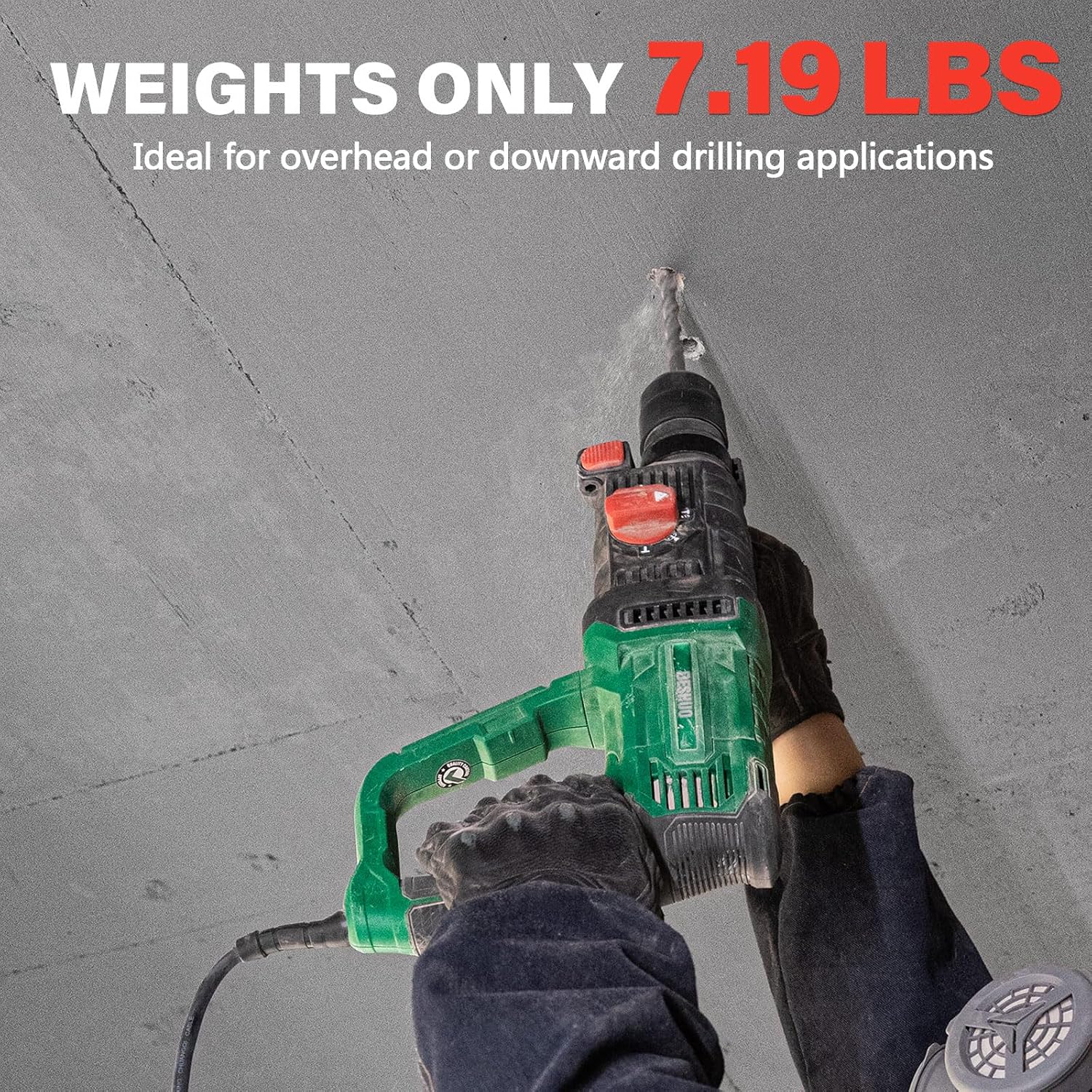 1" SDS-Plus Lightweight Concrete Rotary Hammer Drill w/ 1/2" Adapter