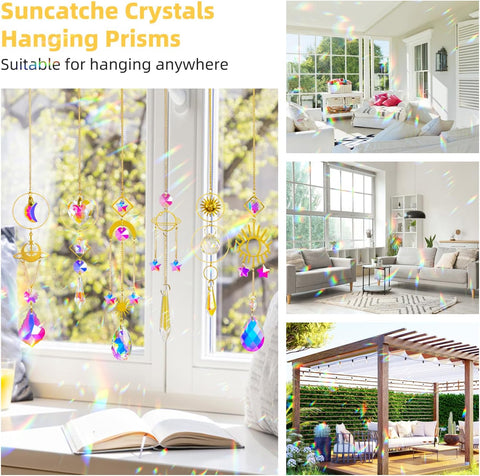 Sun Catchers 6Pieces Colorful Crystals Suncatcher with Chain Pendant