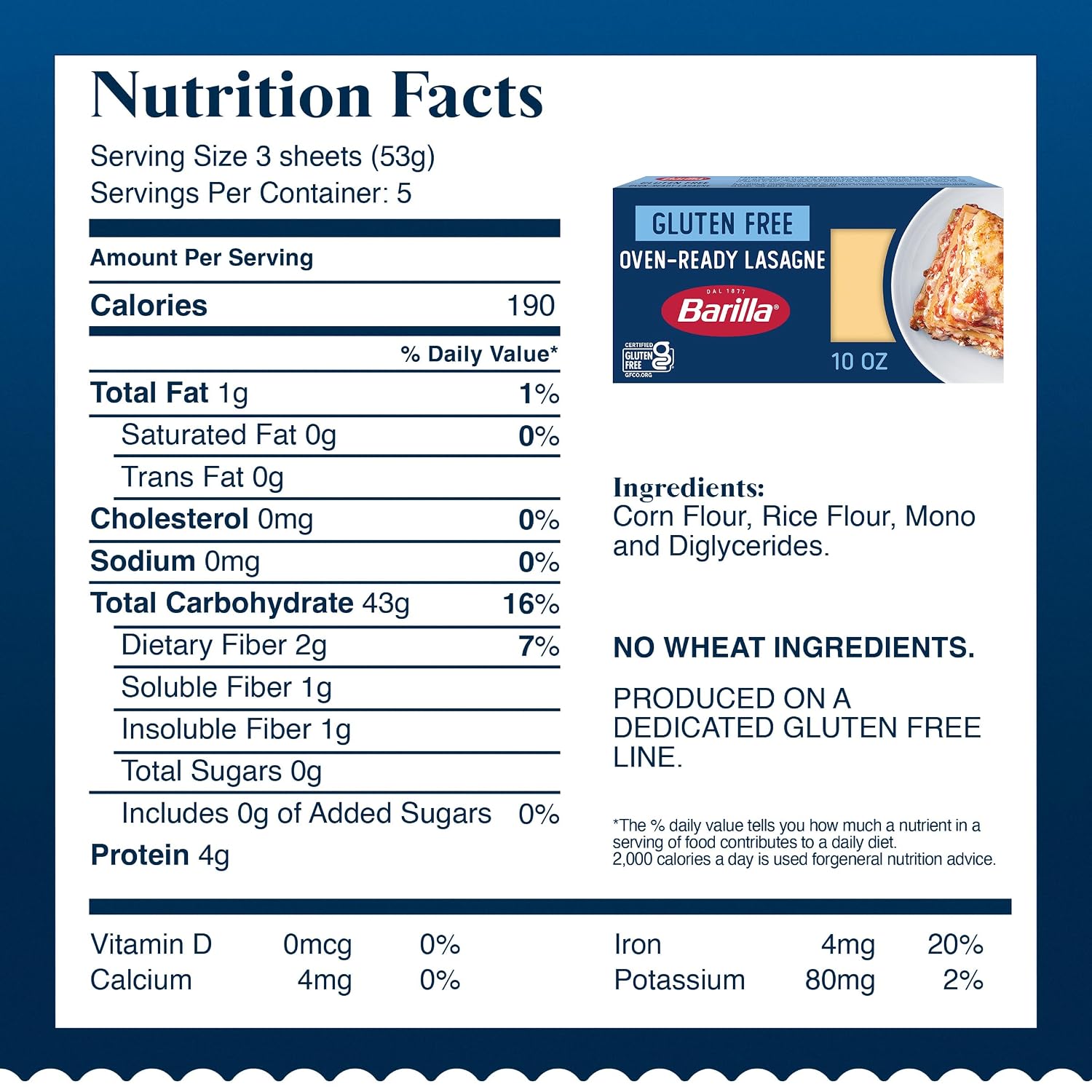 Barilla Gluten Free Oven Ready Lasagne, Non-GMO, 10oz. (12PK)